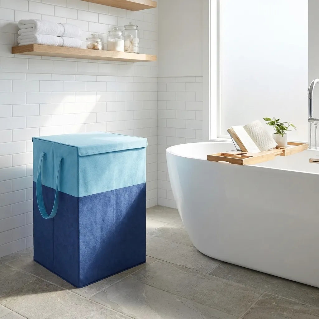 Laundry Bag - Foldable Laundry Basket With Lid & Handle