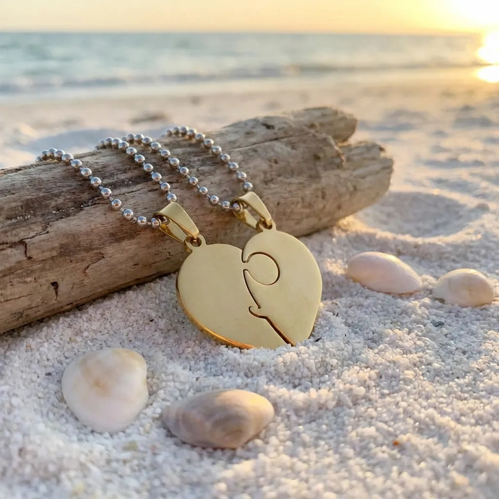 Nest Love You Hearth Shape Gold Plated Pendant Chain For Couple
