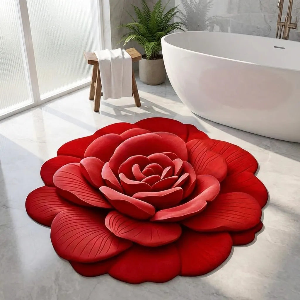 3D Flower Design Floor Mat, Quick Dry Non Slip
