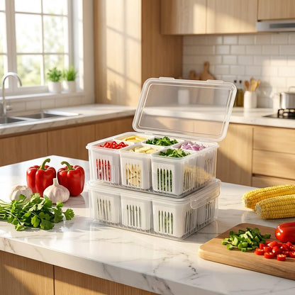 6 Grid Fridge Storage Boxes Containers