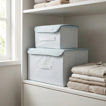 Foldable Non-Woven Big and Small Storage Basket Bins Wardrobe Closet Organizer (Pack of 2)