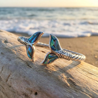 Abalone Shell Mermaid Tail Bangle Bracelet