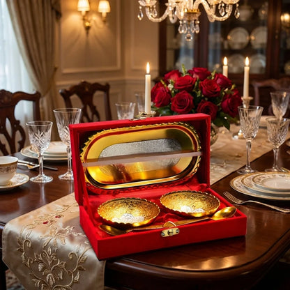 Plated Bowl Tray Set