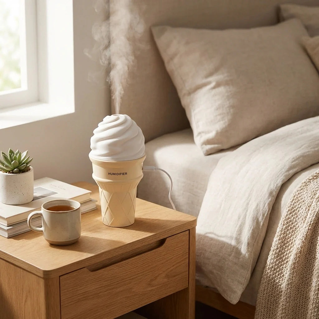 Ice Cream Cone Shape Air Freshener Humidifier (1pc  Cream Color)