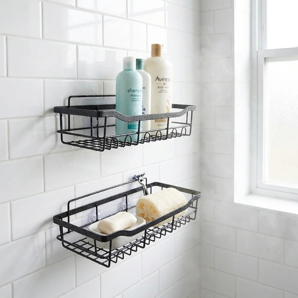 No-Drill Shower Shelf Combo