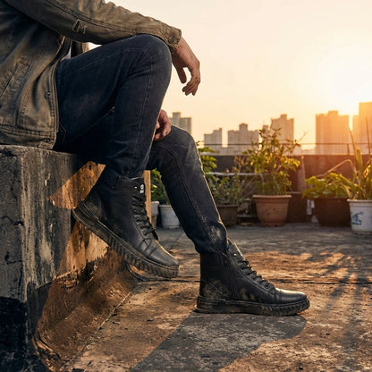 Men's Black Korean Style Sneakers Boot