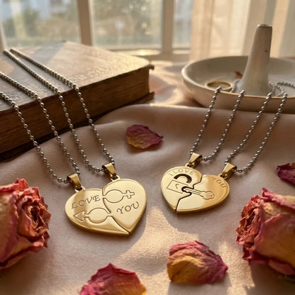 Nest Love You Hearth Shape Gold Plated Pendant Chain For Couple