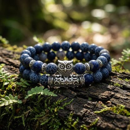 Natural Stone Owl Bracelet