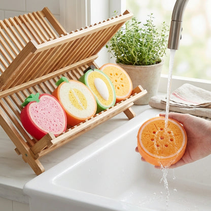 Cleaning Sponge- Fruits Shaped Kitchen/Bathroom Wash Cleaning Sponge (Pack of 4)