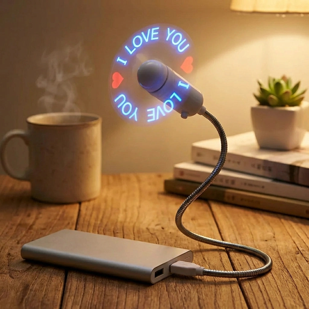USB LED Fan with Programmable CD Customized Message