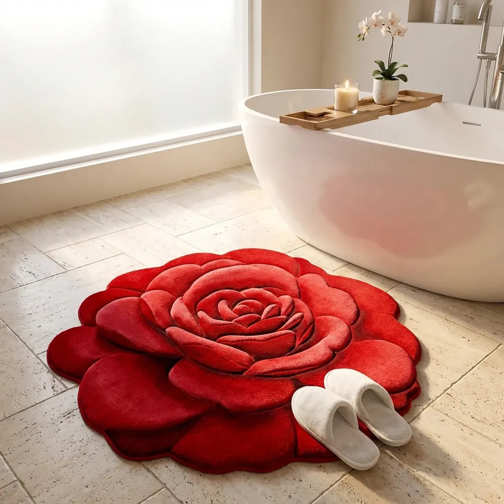 3D Flower Design Floor Mat, Quick Dry Non Slip