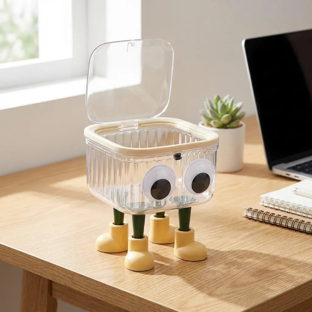 Cute Cartoon Trash Can with Lid