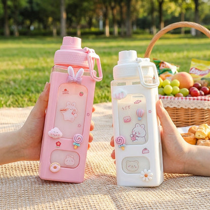 700ml Kawaii Water Bottle with Lid and Straw