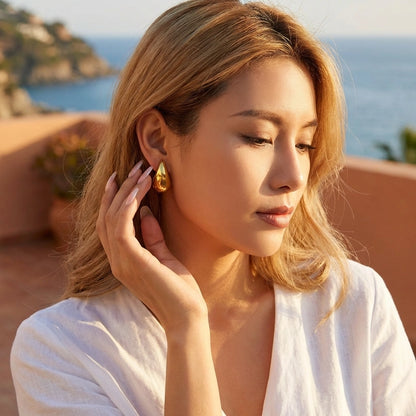 Gold Teardrop Statement Earrings
