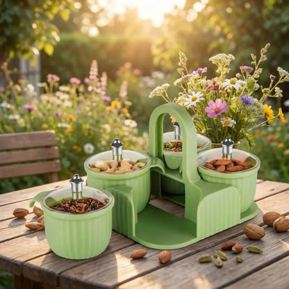 Multipurpose 4 pcs Storage Jar with Tray