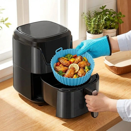 2 Air Fryer Silicone Liners Basket Bowl