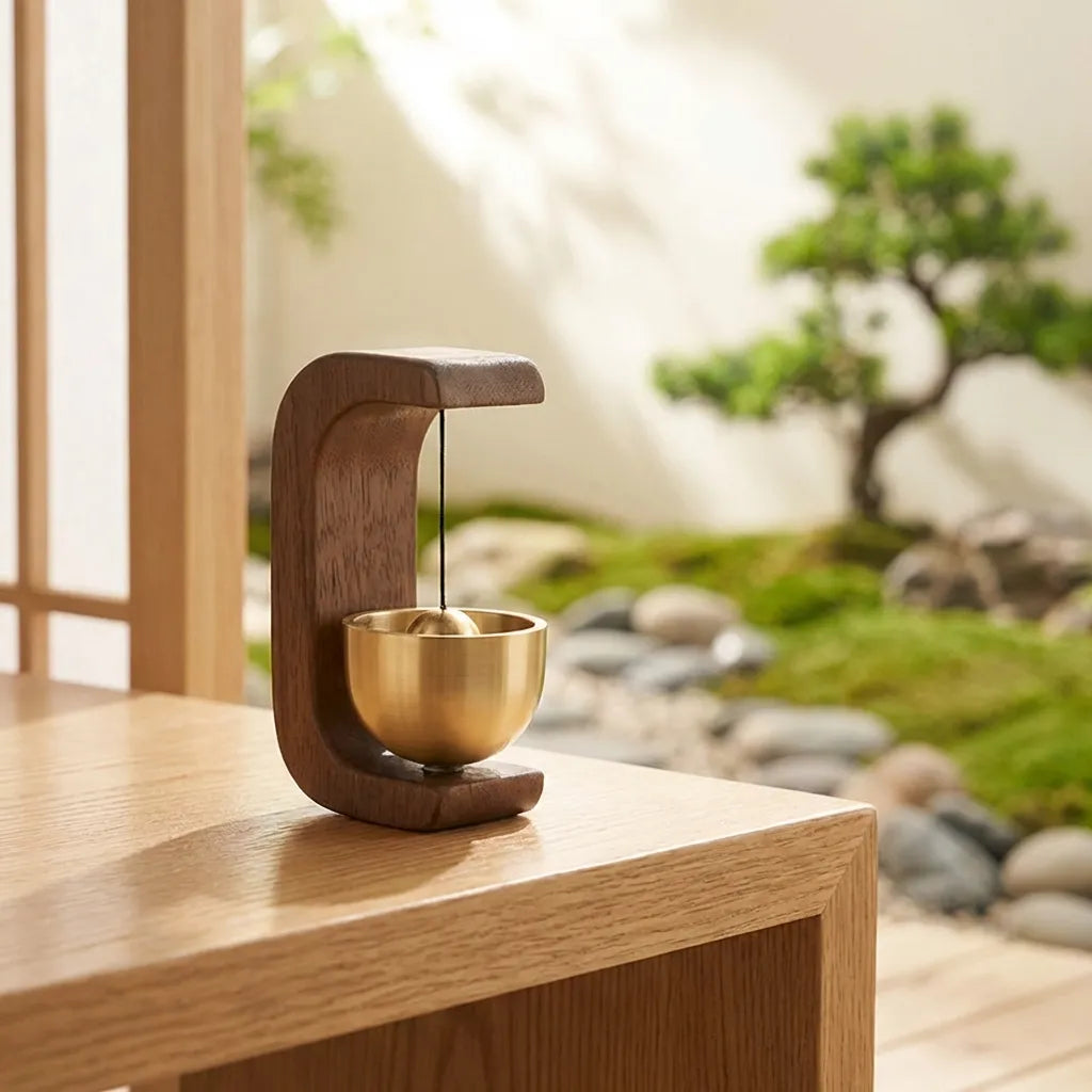 Japanese-style wooden magnetic door chime