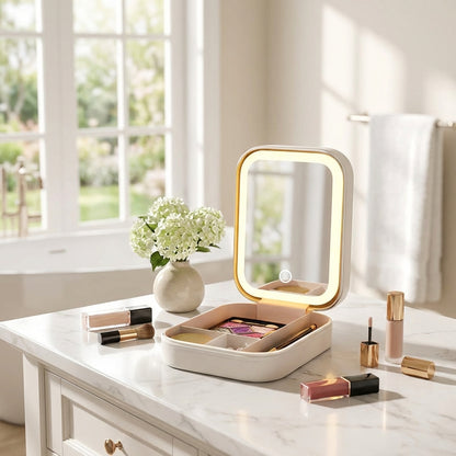 White Jewelry Box with LED Mirror