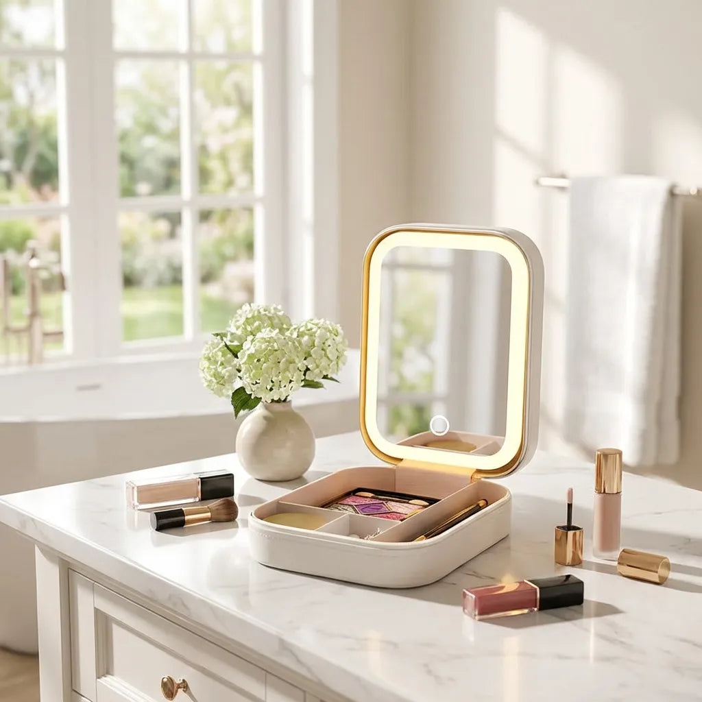 White Jewelry Box with LED Mirror