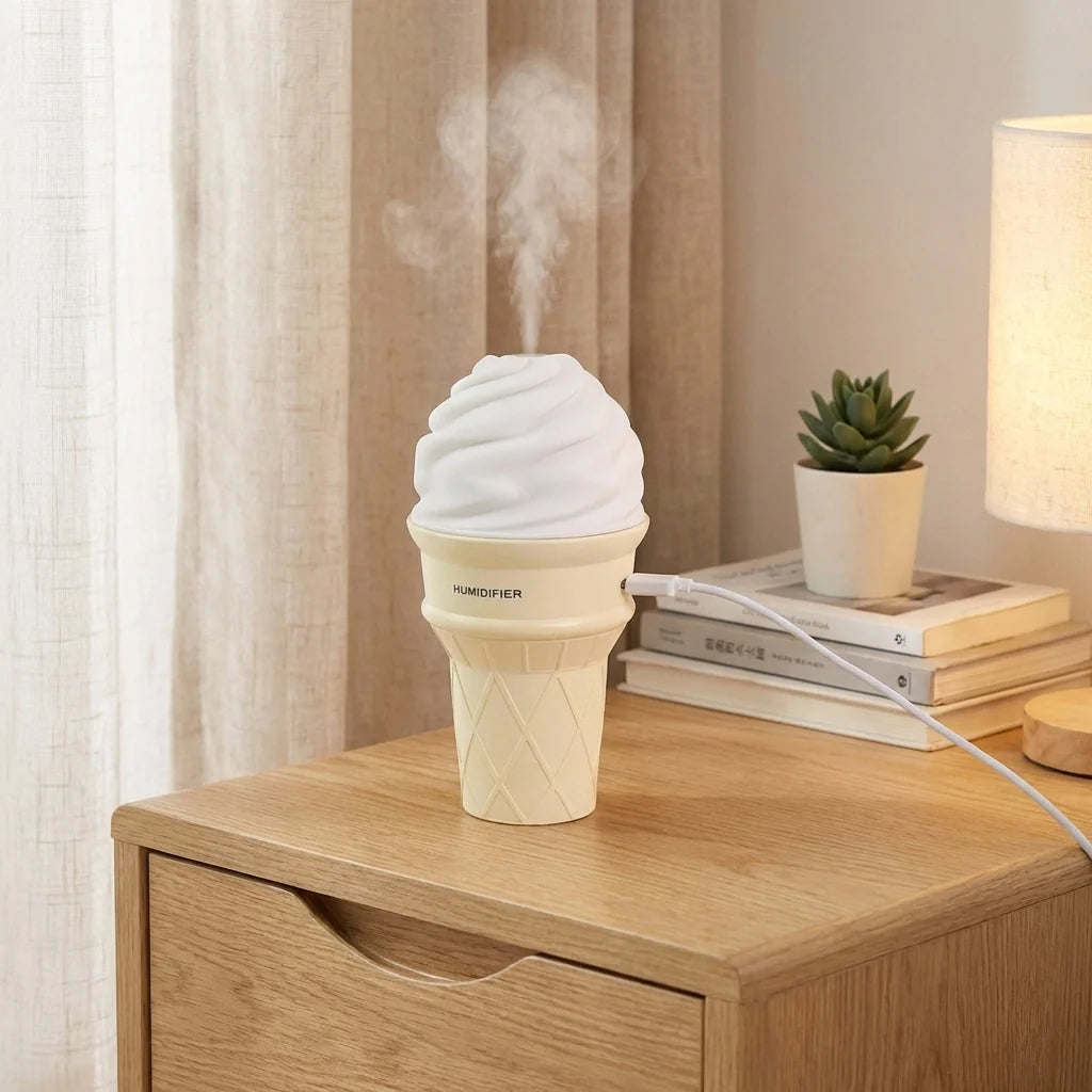 Ice Cream Cone Shape Air Freshener Humidifier (1pc  Cream Color)