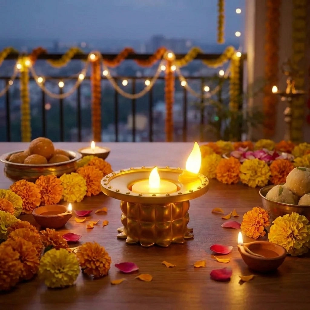Water Pouring  Diya Led Light