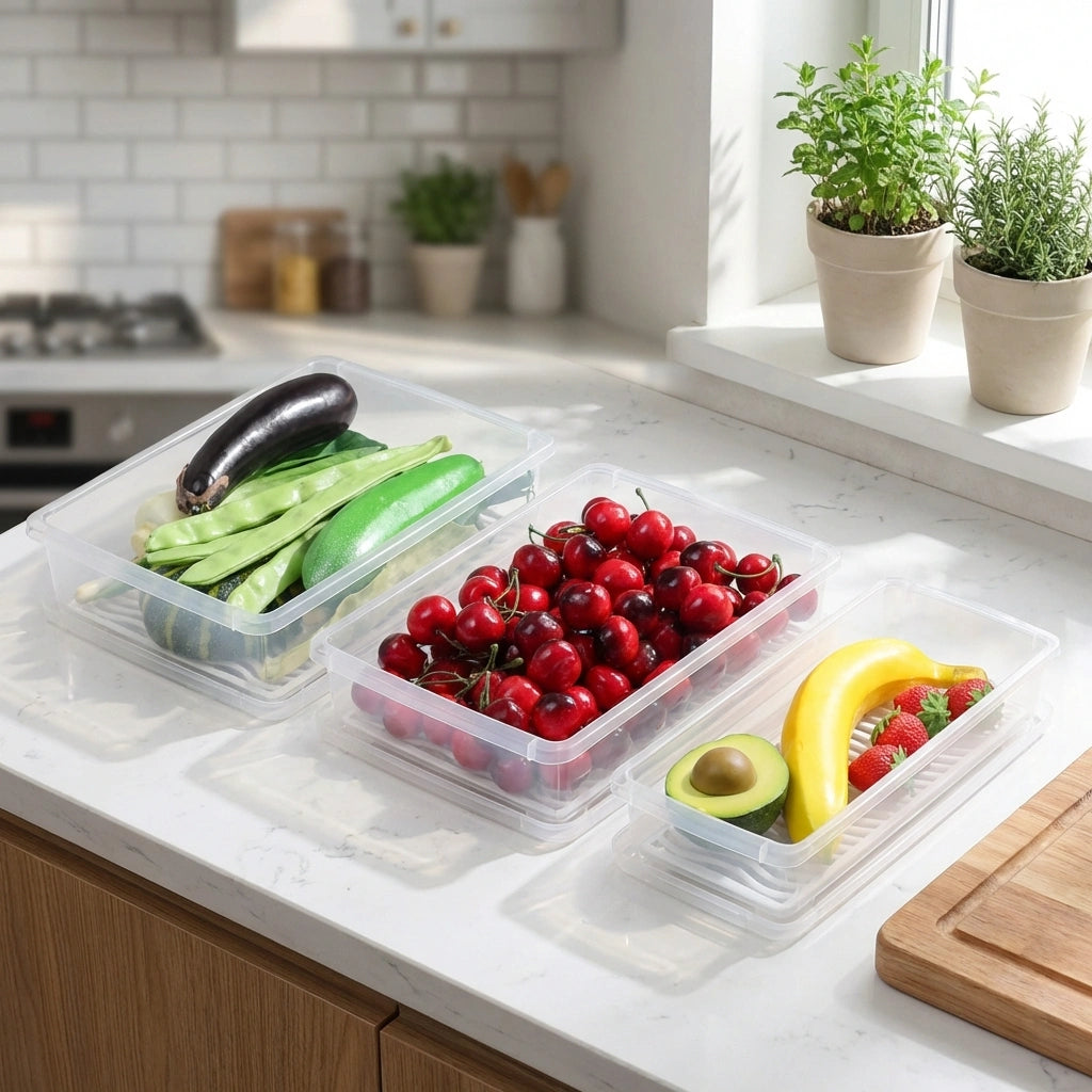 Fridge Storage Containers Box 27*11.6*6.5cm (Pack of 2)