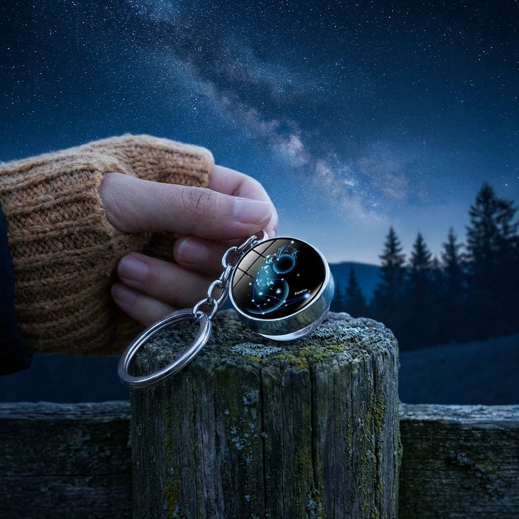 Zodiac Gemstone Keychain