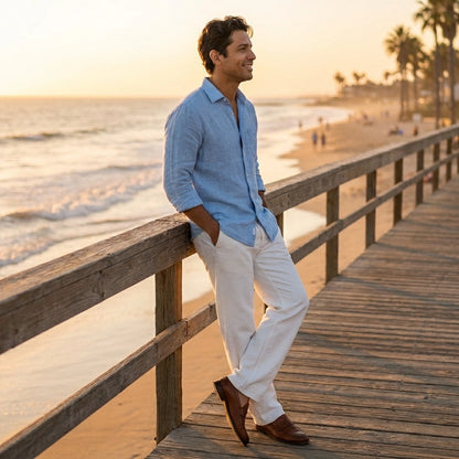 Men's Loose Fit Mid Rise White Jeans