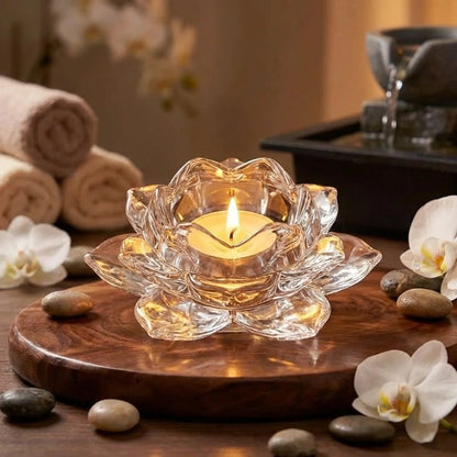 Glass Lotus Flower Tea Light