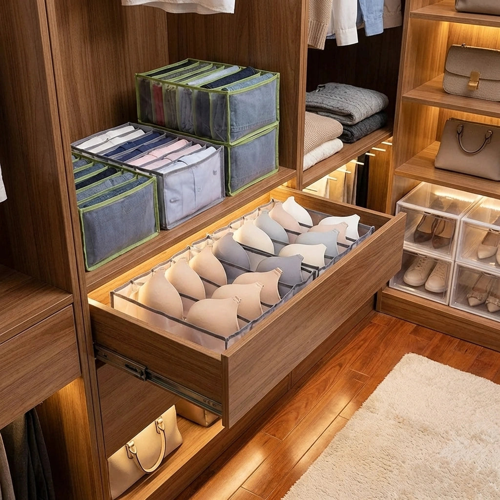 6 Grids Folding Clothes Organizer