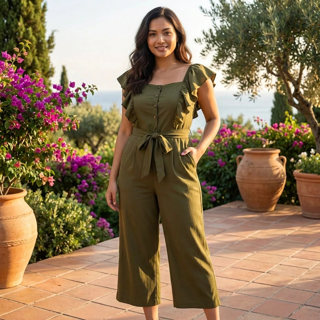 Chic Cape-Sleeve Jumpsuit