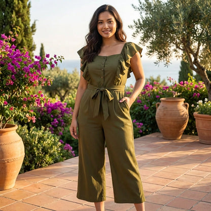Chic Cape-Sleeve Jumpsuit