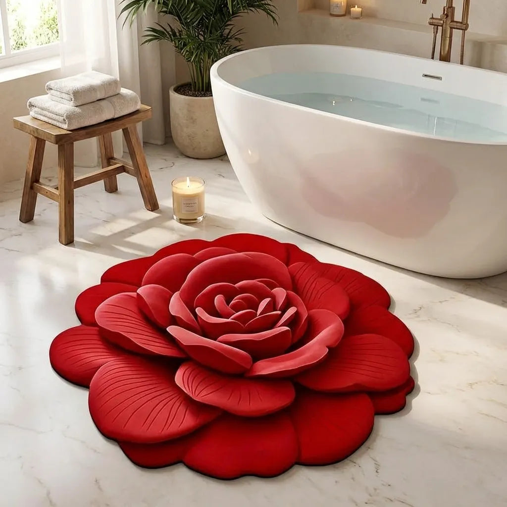 3D Flower Design Floor Mat, Quick Dry Non Slip