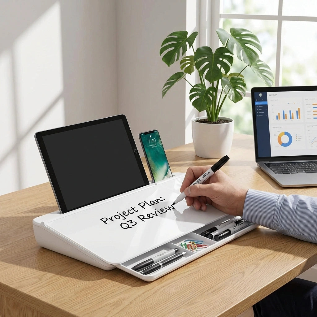 Glass Dry-Erase Desk Organizer