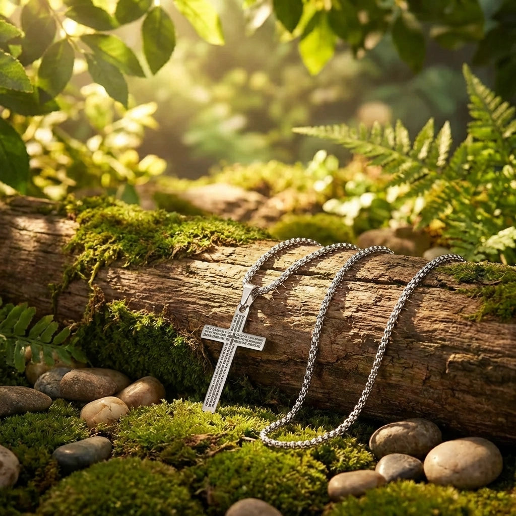 Stainless Steel Cross Pendant with Chain – 5.5cm