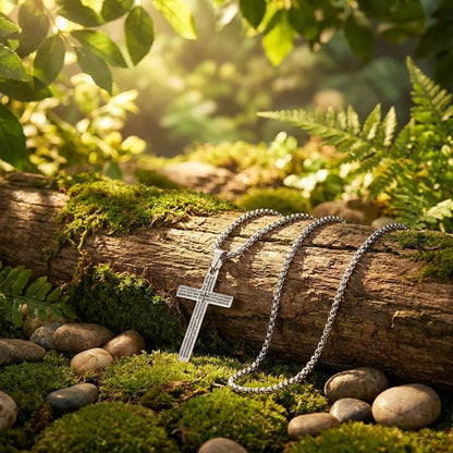 Stainless Steel Cross Pendant with Chain – 5.5cm