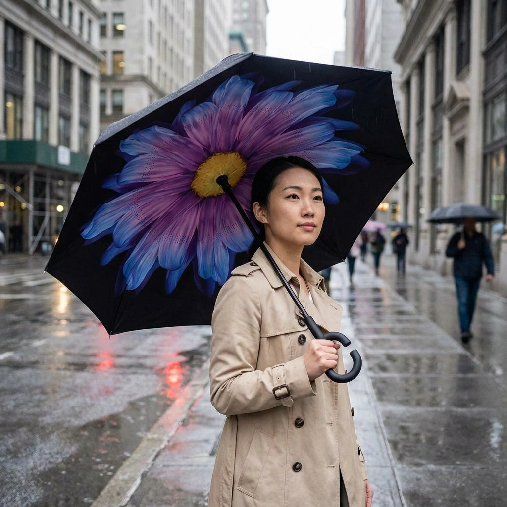 Double Layer Strong waterproof Umbrella with C- Shape Handle