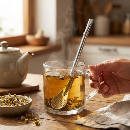 2 in 1 Stainless Steel Drinking Spoon Straws (Pack of 2)