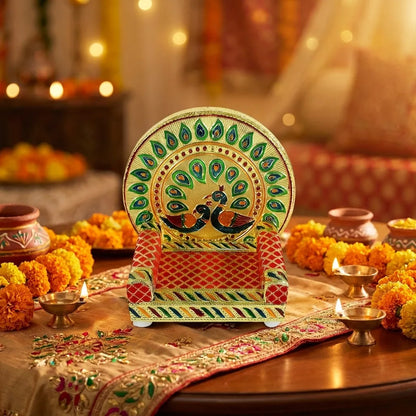Meenakari Work Laddu Gopal Singhasan For Pooja Mandir (2 Pc Set)