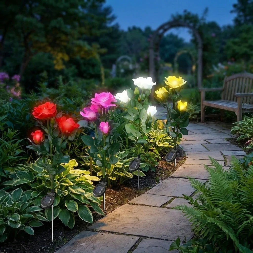 Solar-Powered Rose Garden Lights