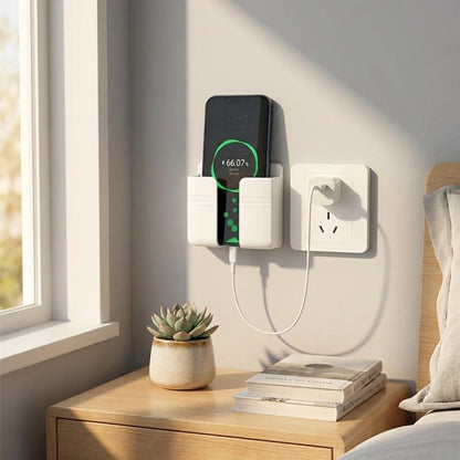 Wall Mounted Mobile Holder With Adhesive Strips& Charging Holder