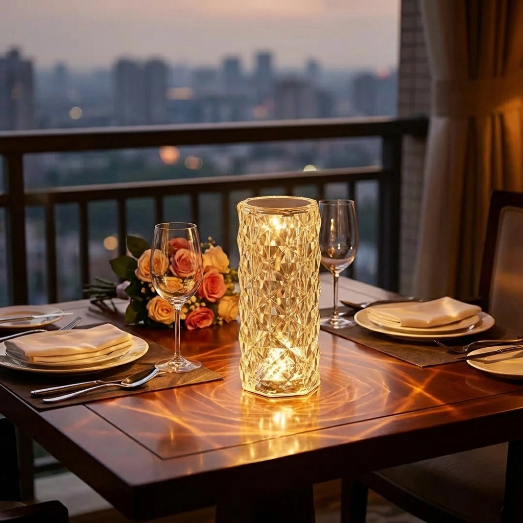 16 Color Changing Rose Crystal Diamond Table Lamp