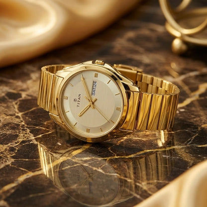 Men Gold-Toned Dial Watch