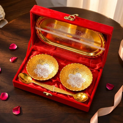 Plated Bowl Tray Set