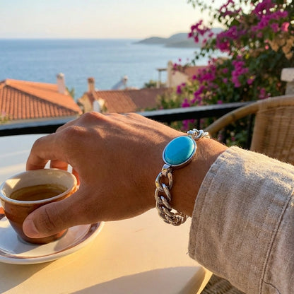 Gleaming Beads & Silver Plated Men's Bracelet