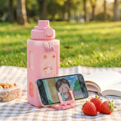 700ml Kawaii Water Bottle with Lid and Straw
