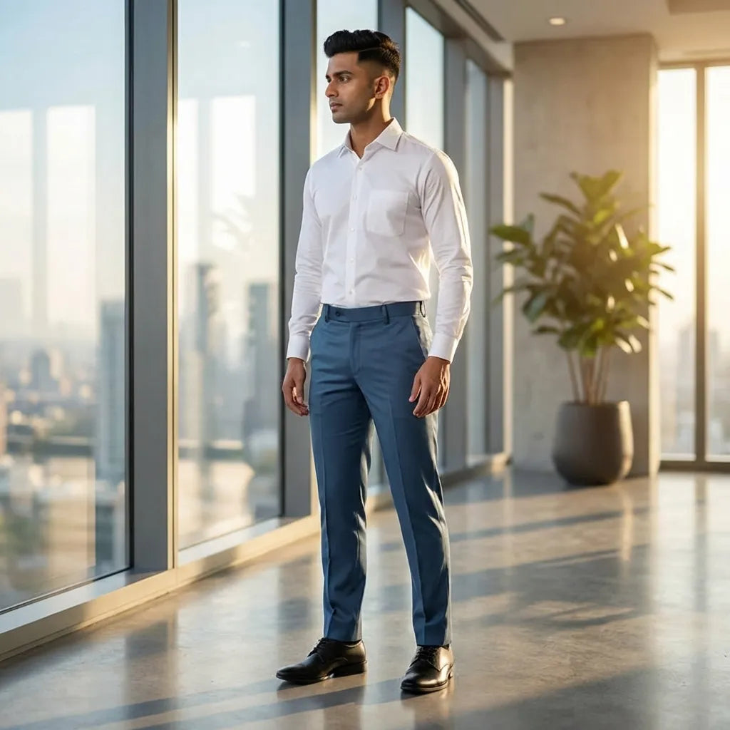 Modern Blue Formal Trousers