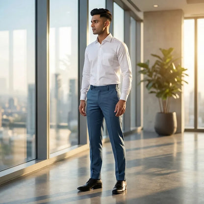 Modern Blue Formal Trousers