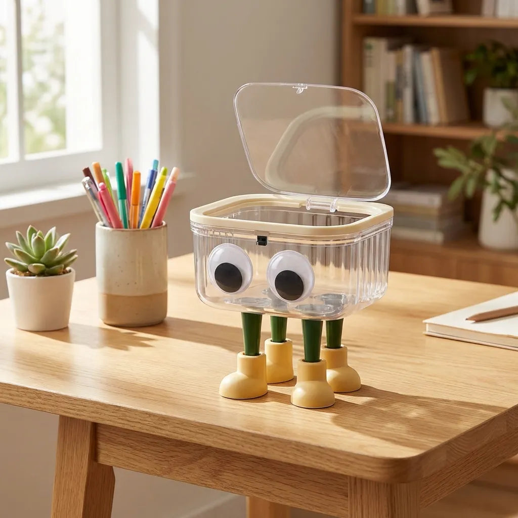 Cute Cartoon Trash Can with Lid