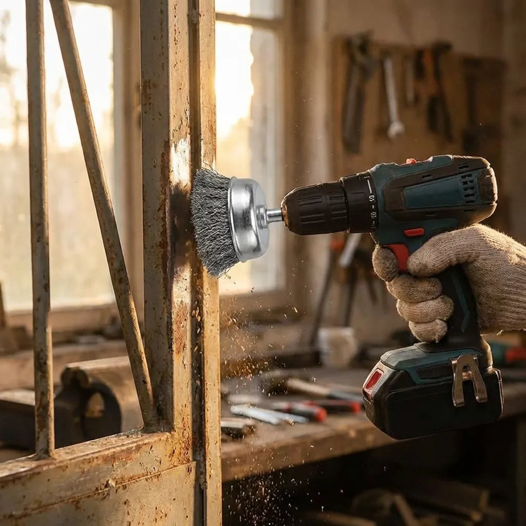 Wheel Brush  3" Drill To Metal Connector